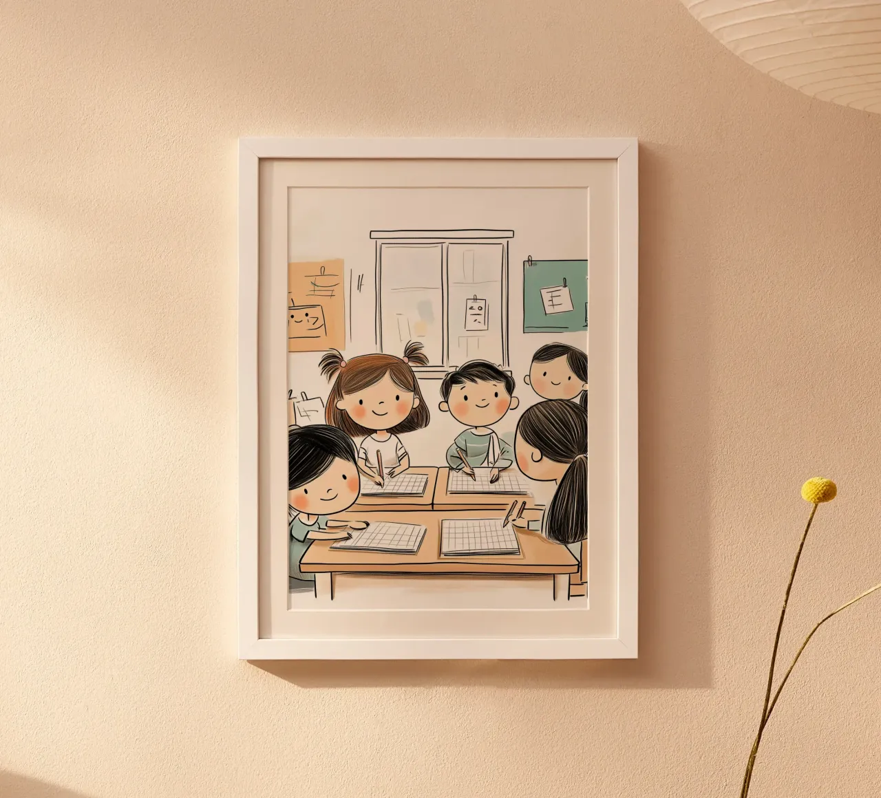 Kinder lernen in einem Klassenzimmer Poster - Back to School Kunst Poster von vintagepod