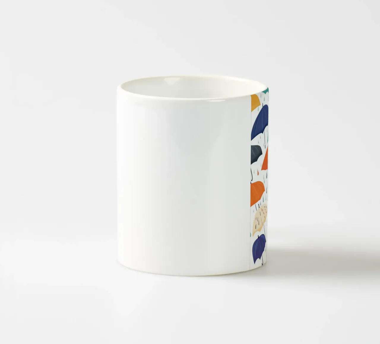 Poster artistico con ombrelli e gocce di pioggia colorate tazza in ceramica da vintagepod
