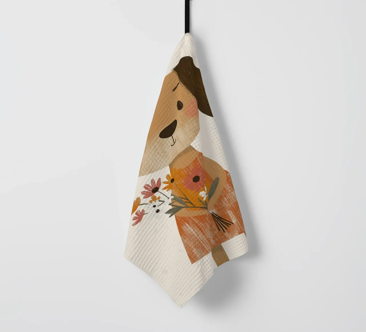 Poster d'art - Chien mignon avec fleurs - Boho Nursery Art torchon de vintagepod
