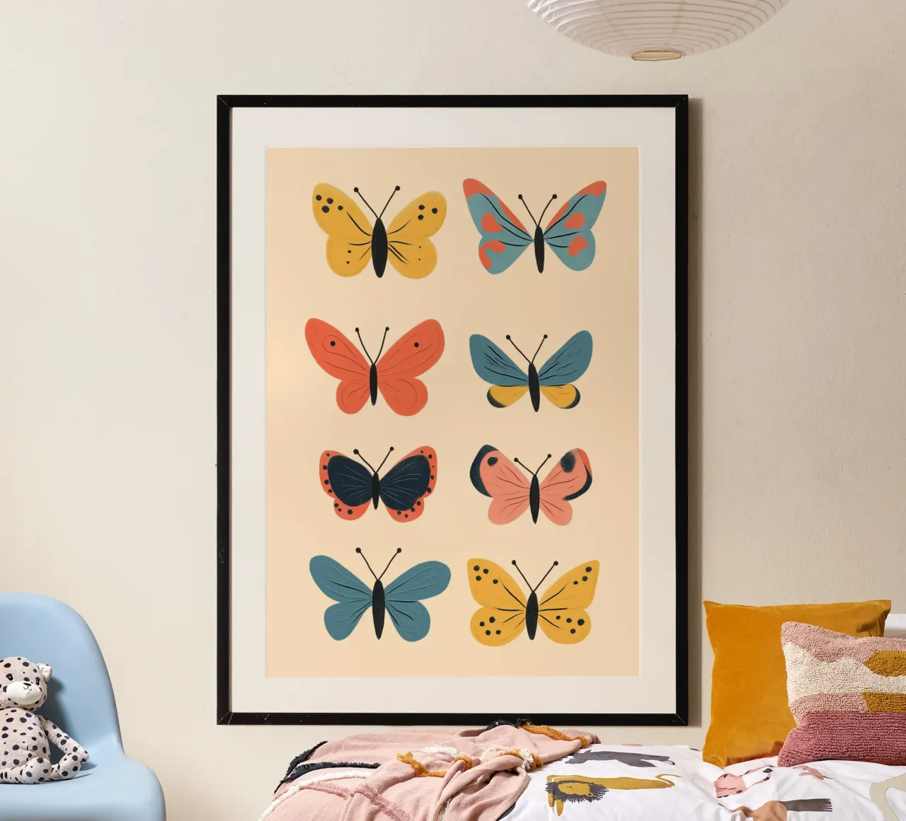 Kleurrijke abstracte vlinders - Unieke insectenkunst poster van vintagepod