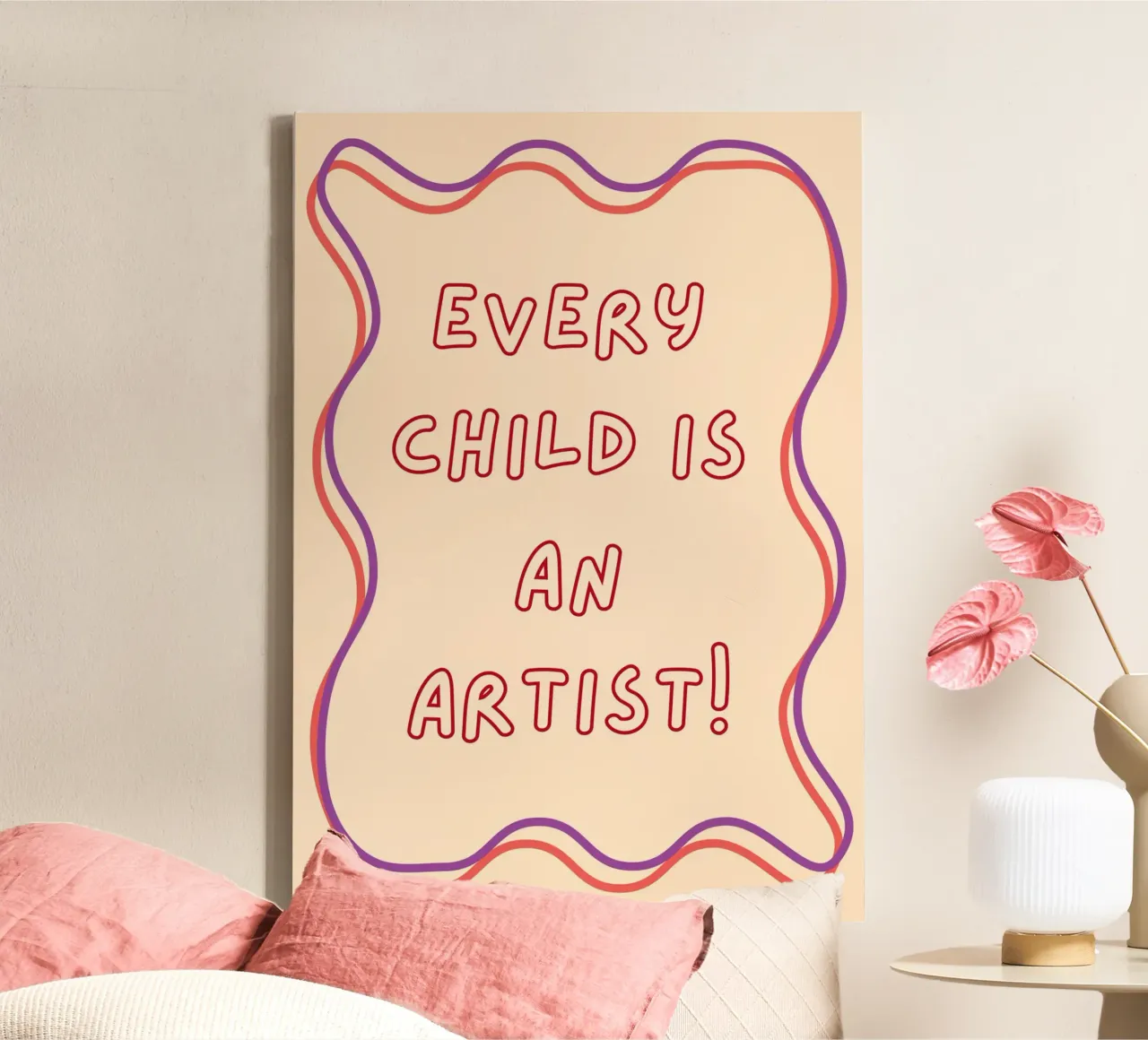 "Ogni bambino è un artista!" Poster per l'aula d'arte tela con Cornice a cassetta da vintagepod