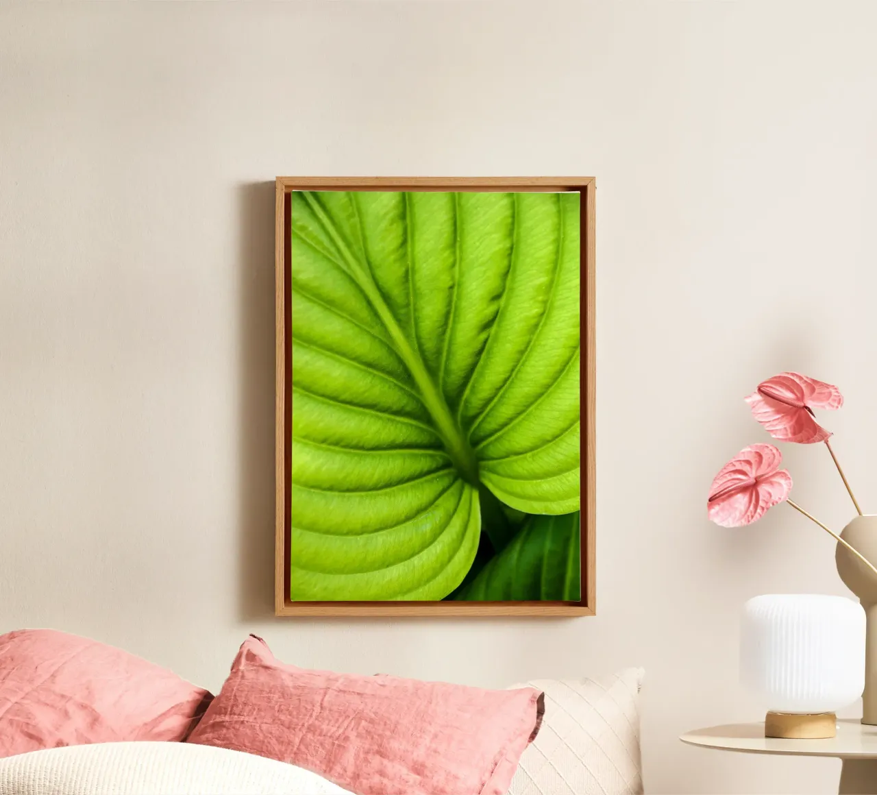 Fresh Green Leaf – Botanical Fine Art Print canvas with Floater frame by jay