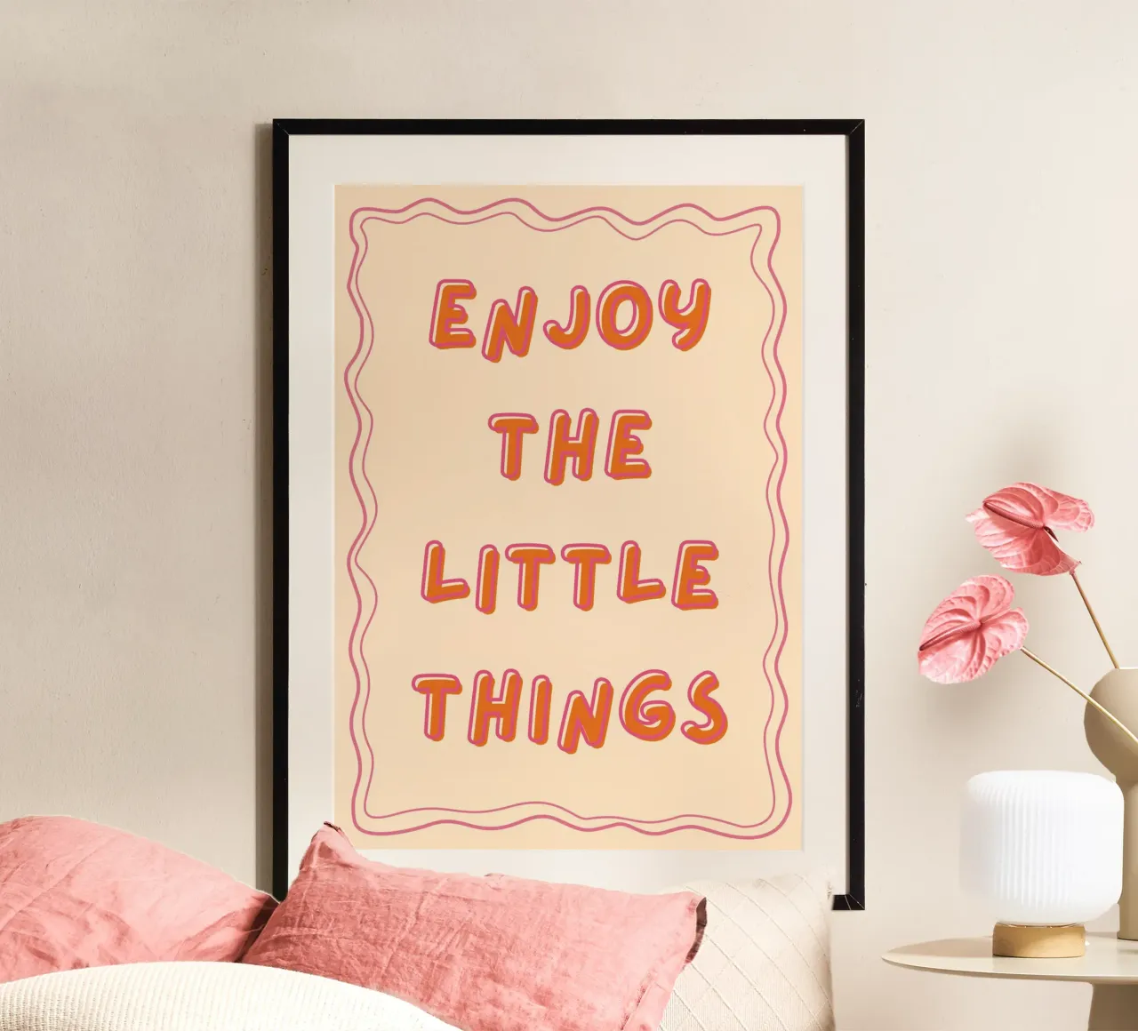 "Poster ispiratore "Godetevi le piccole cose poster con telaio in plastica da vintagepod