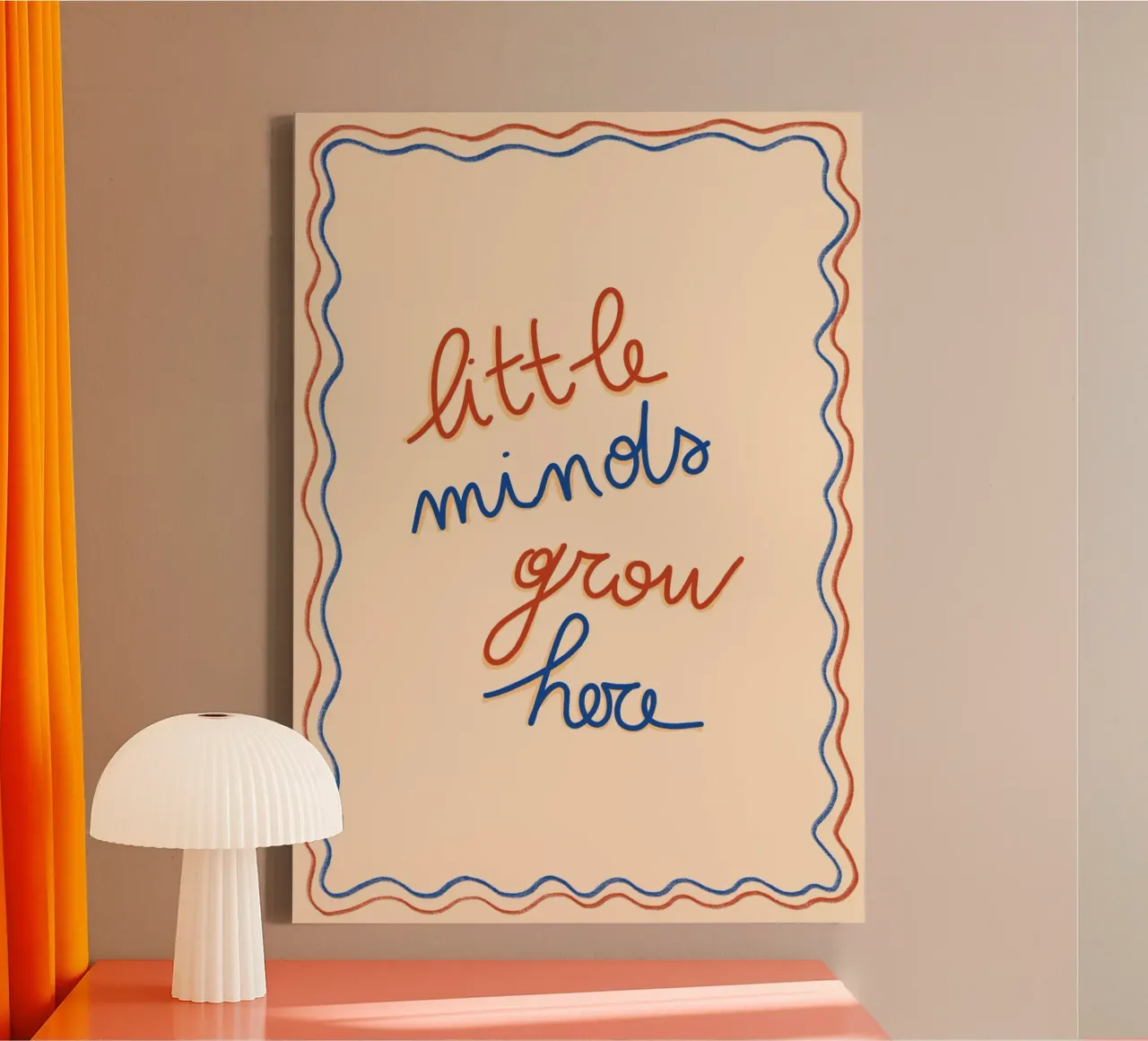 Poster con citazione educativa "Le piccole menti crescono qui". tela con Cornice a cassetta da vintagepod