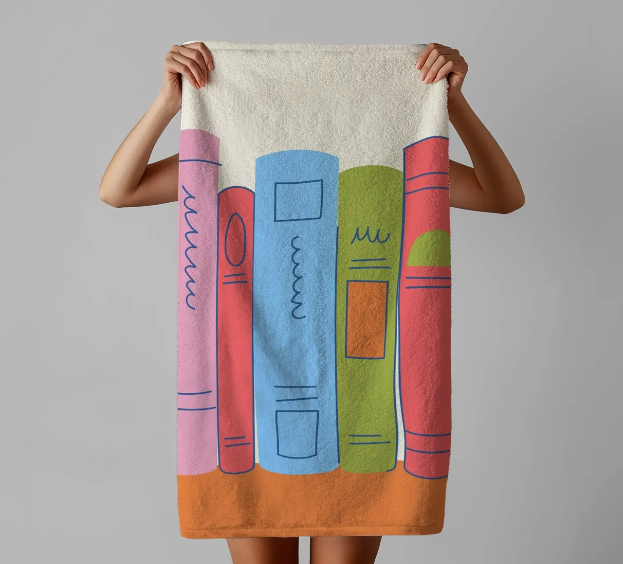 Stack of Books Colorful Minimalist Reading Wall Art towel by vintagepod