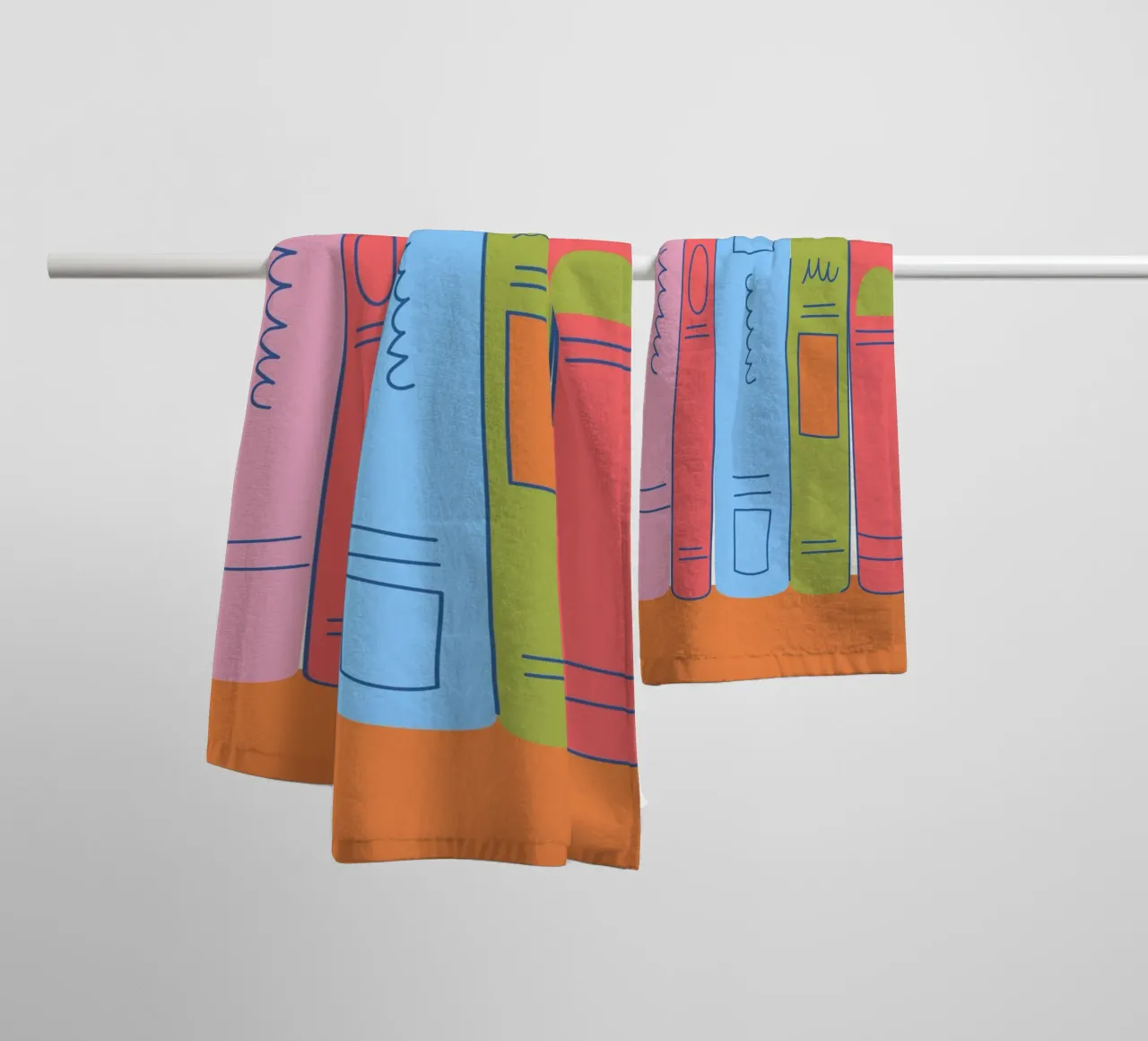 Stack of Books Colorful Minimalist Reading Wall Art towel by vintagepod