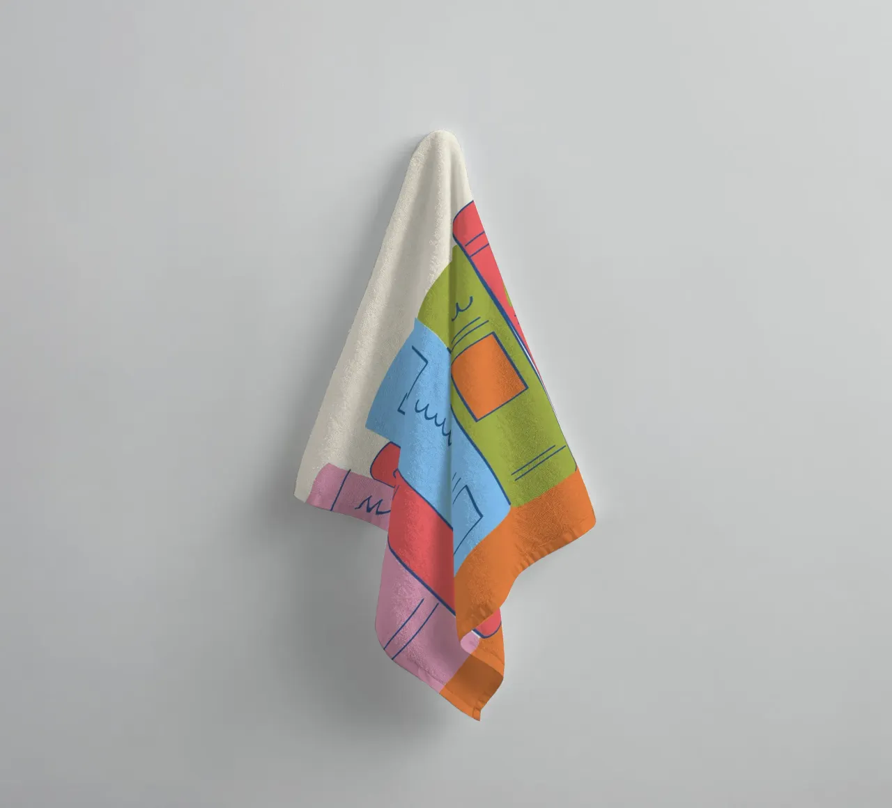 Stack of Books Colorful Minimalist Reading Wall Art towel by vintagepod