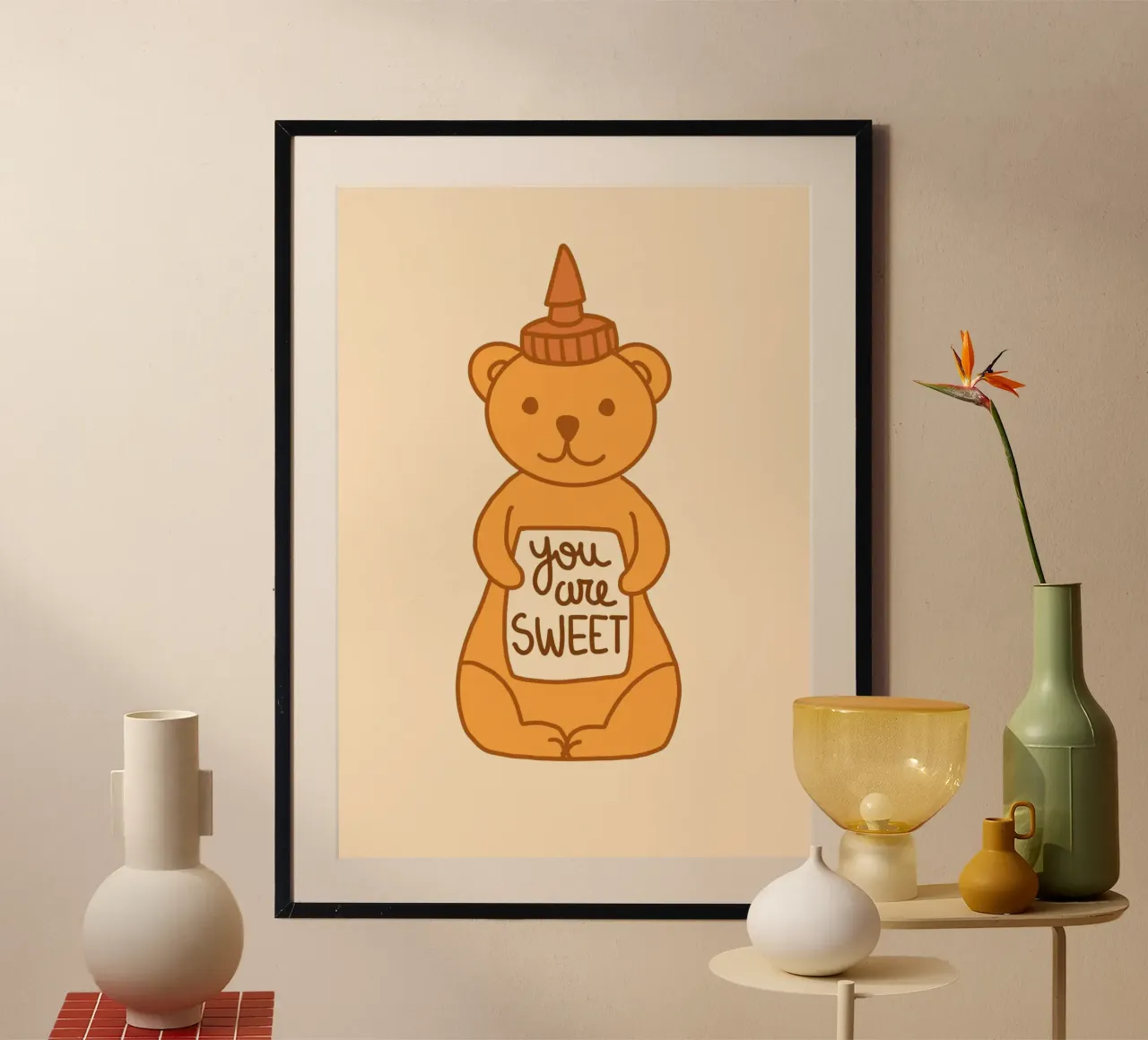 Barattolo con orsetto di miele "Sei dolce" Stampa d'arte poster da vintagepod
