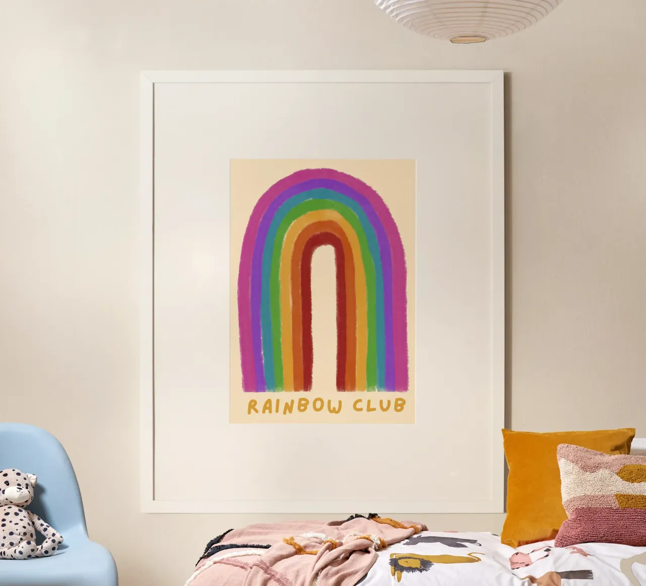 "Rainbow Club" Arte moderna e vibrante per la camera dei bambini poster da vintagepod