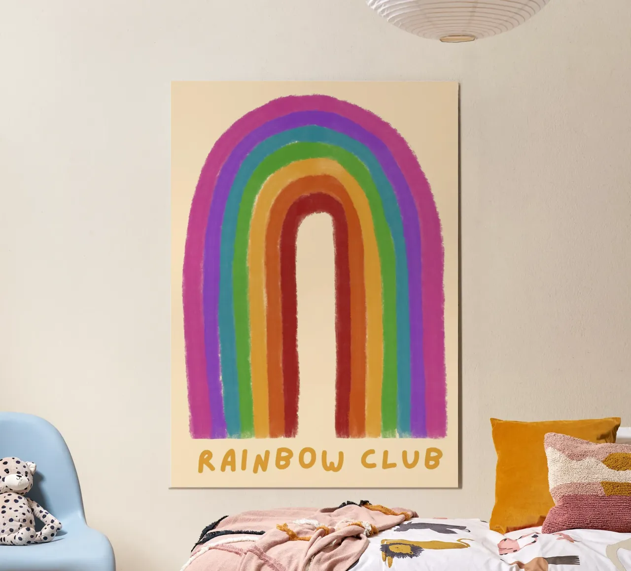 "Rainbow Club" Arte moderna e vibrante per la camera dei bambini poster da vintagepod
