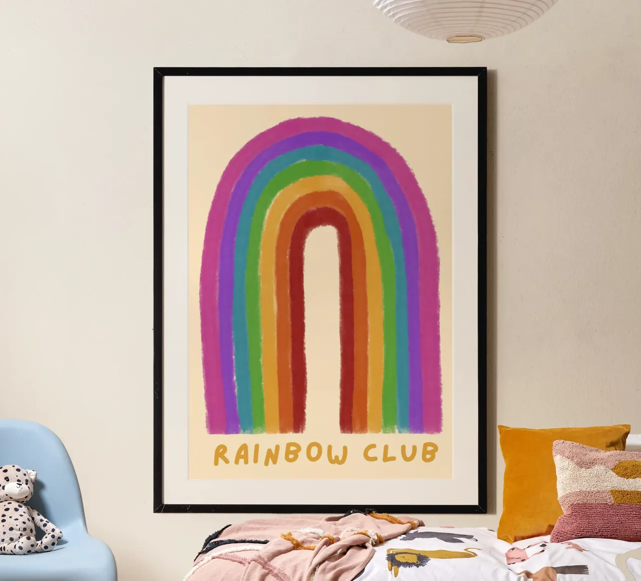 "Rainbow Club" Arte moderna e vibrante per la camera dei bambini poster da vintagepod