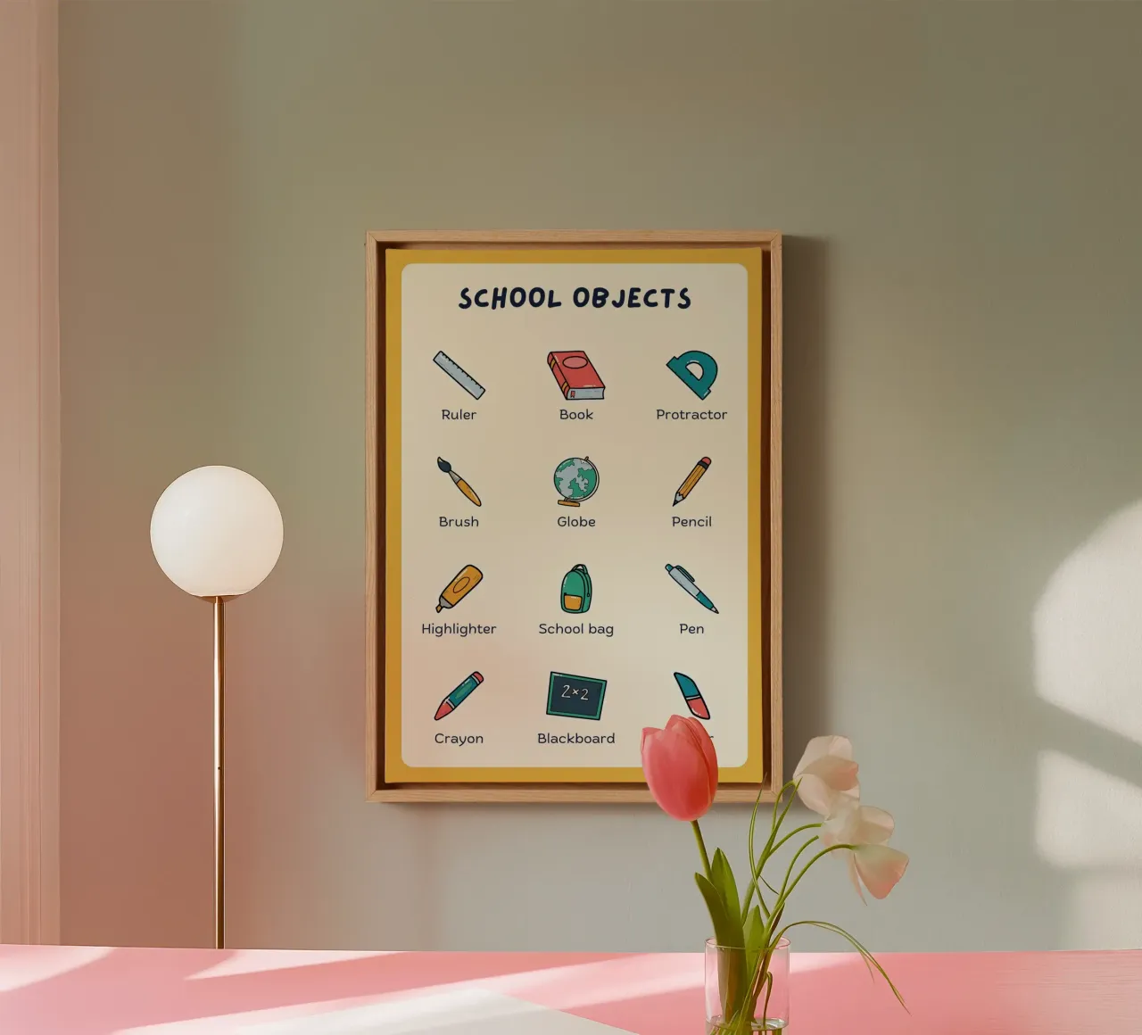 Oggetti scolastici Poster educativo per la stanza dei bambini tela con Cornice a cassetta da vintagepod