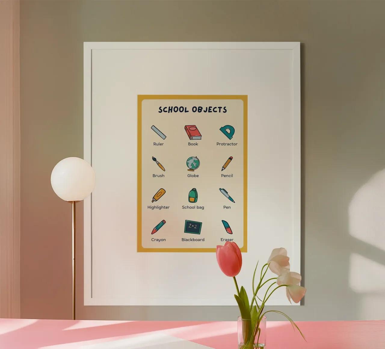 Oggetti scolastici Poster educativo per la stanza dei bambini poster con telaio in plastica da vintagepod