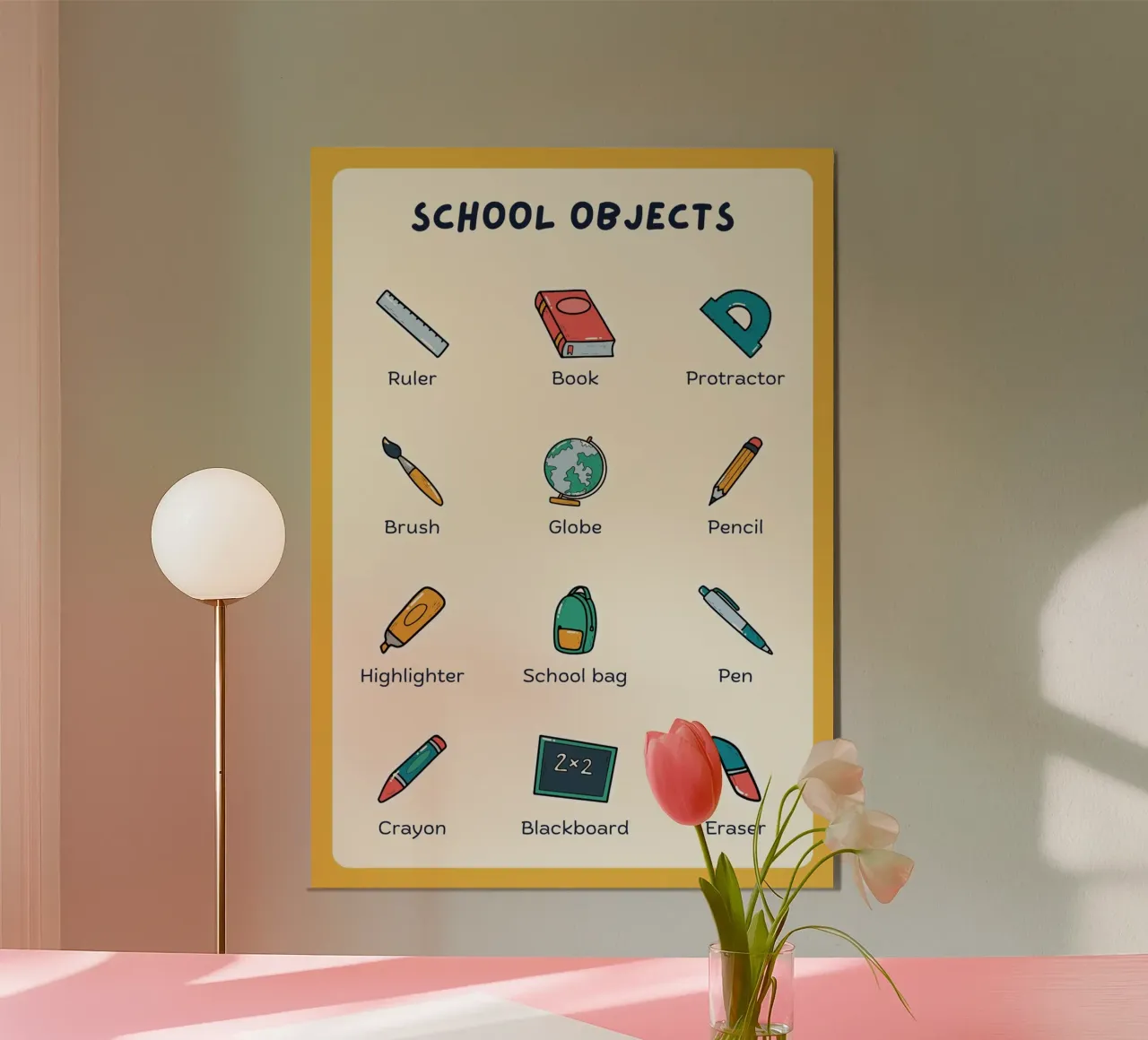 Oggetti scolastici Poster educativo per la stanza dei bambini poster con telaio in plastica da vintagepod