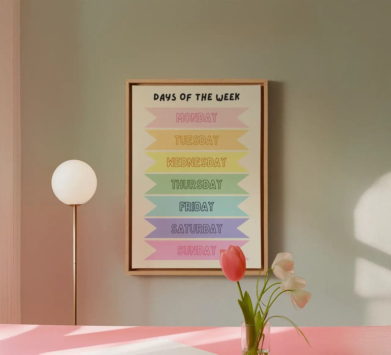 Days of the Week Educational Kids Room Art canvas with Floater frame by vintagepod