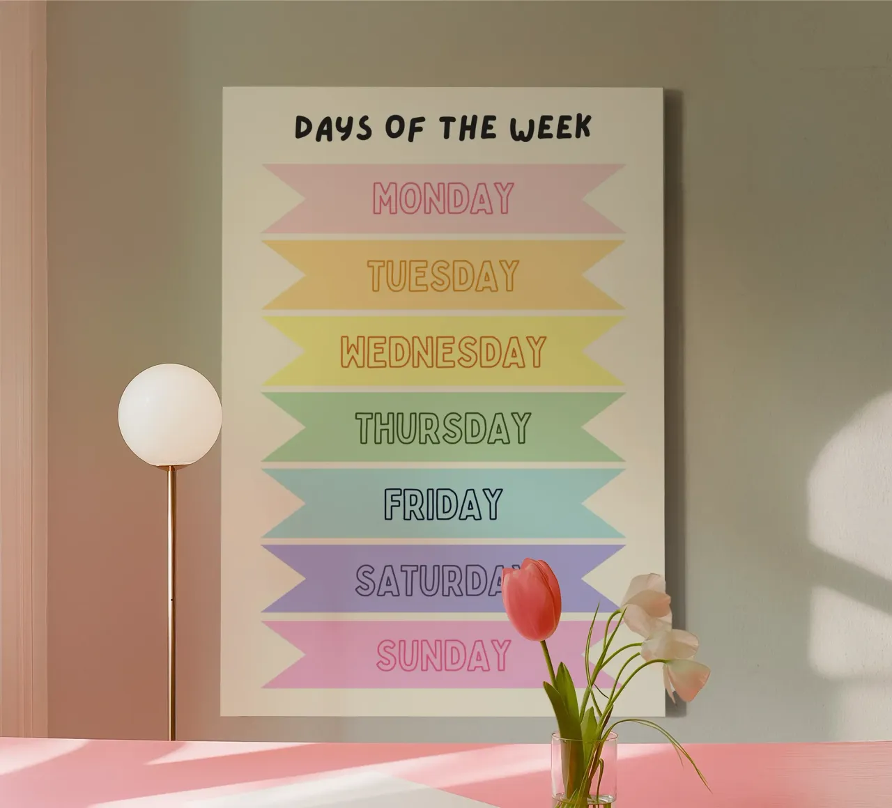 Days of the Week Educational Kids Room Art canvas with Floater frame by vintagepod