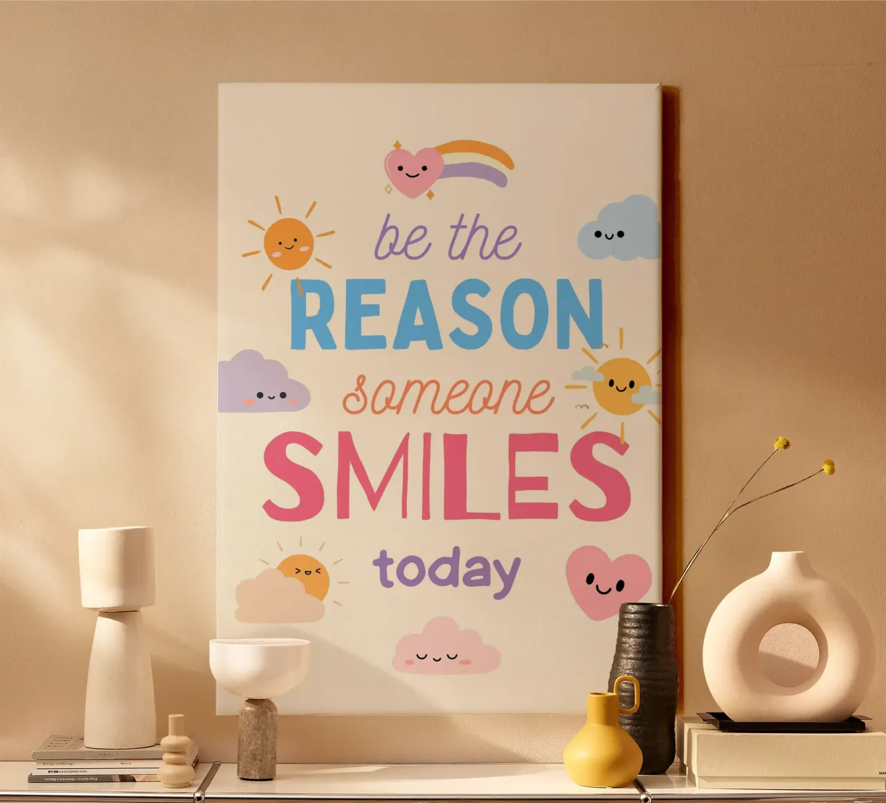 "Be the Reason Someone Smiles Today" Art Print canvas with Floater frame by vintagepod