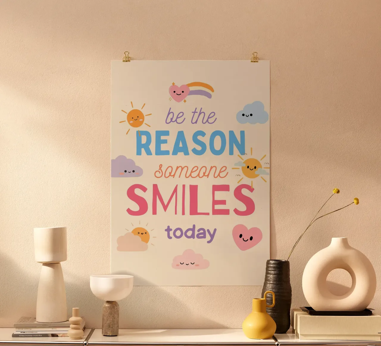"Wees de reden dat iemand vandaag glimlacht" Art Print poster van vintagepod