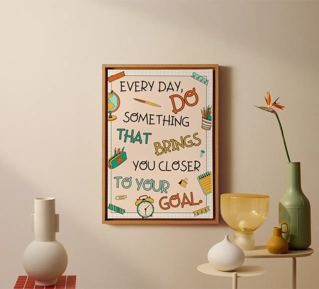 Impression d'art de bureau motivant "Plus près de votre but". toile avec Caisse américaine de vintagepod