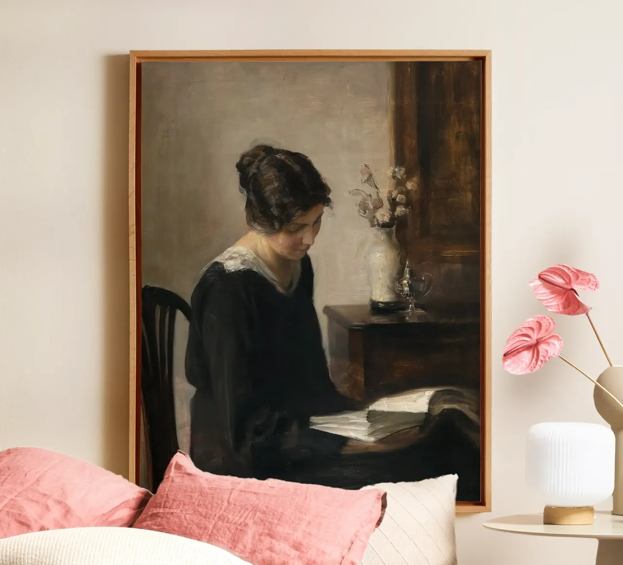 Lady in Black - Carl Holsøe Leinwand mit Schattenfugenrahmen von apoloprints