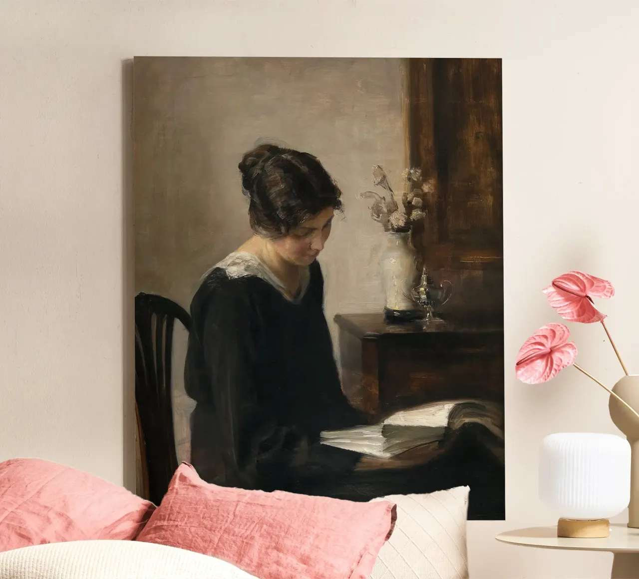 Lady in Black - Carl Holsøe Leinwand mit Schattenfugenrahmen von apoloprints