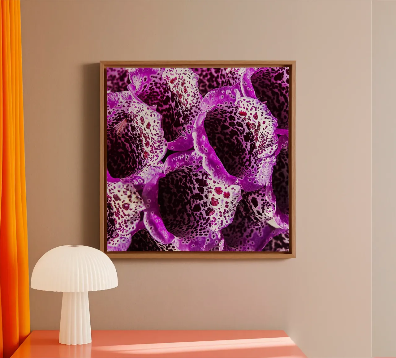 Purple Floral Pattern – Repetitive Spring Flowers Print canvas with Floater frame by jay