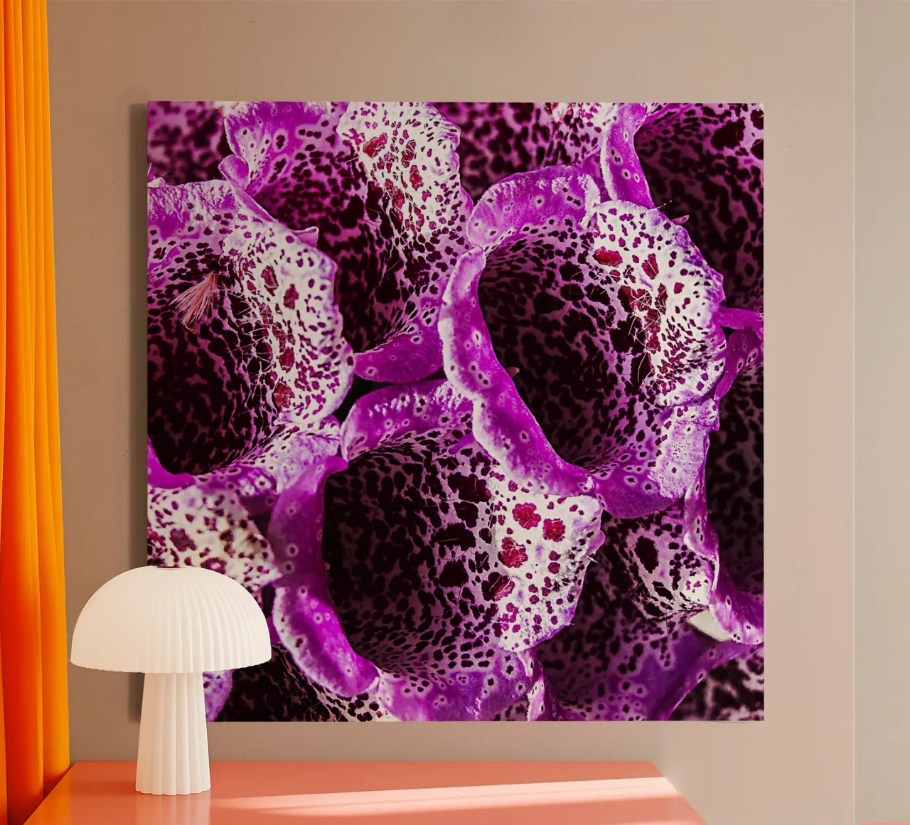 Purple Floral Pattern – Repetitive Spring Flowers Print canvas with Floater frame by jay