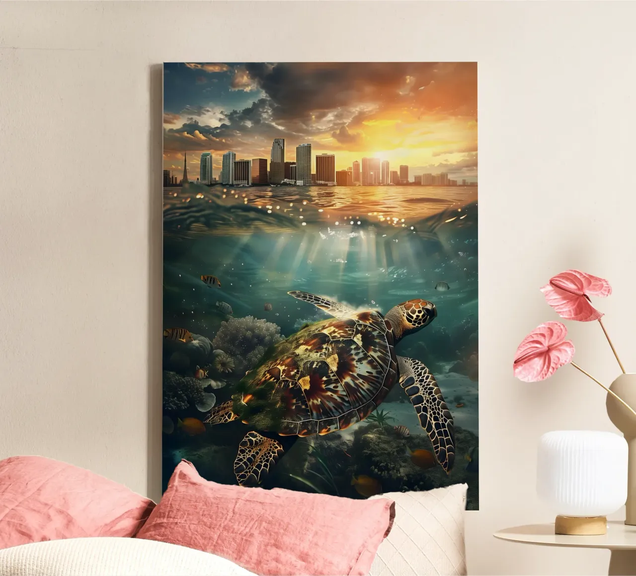 Zeeschildpad Miami canvas met Baklijst van WILD ART