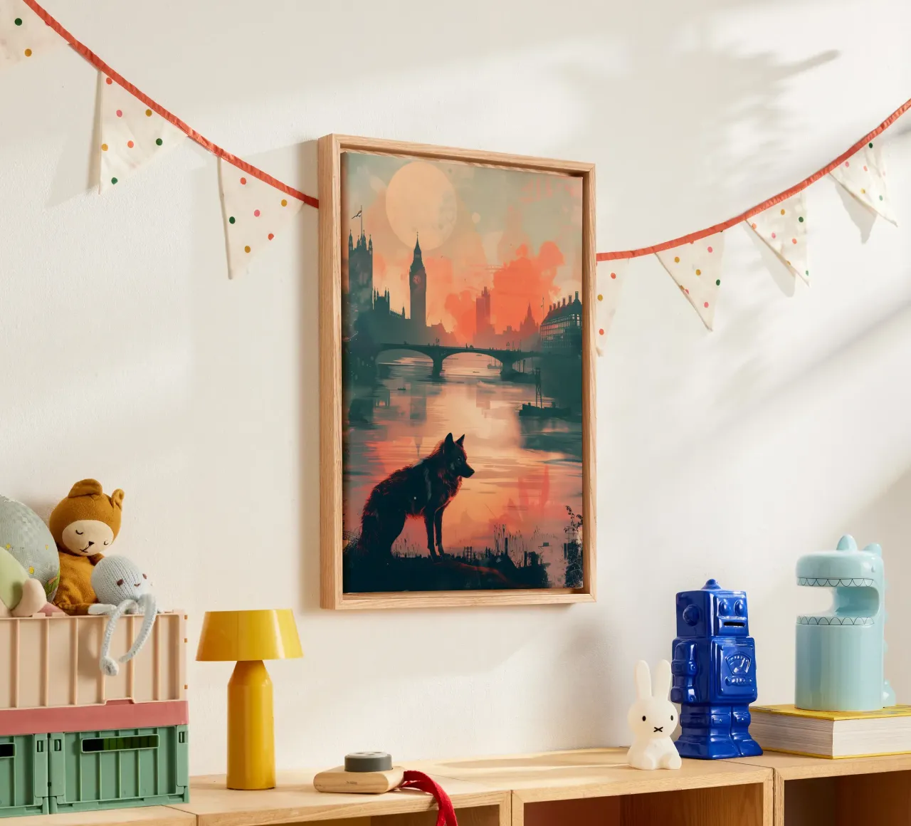 Lupo di Londra arte mistica e fantasy tela con Cornice a cassetta da WILD ART