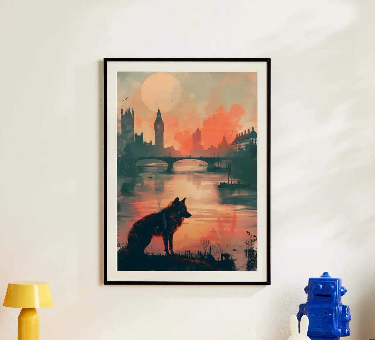 Lupo di Londra arte mistica e fantasy poster con telaio in alluminio da WILD ART