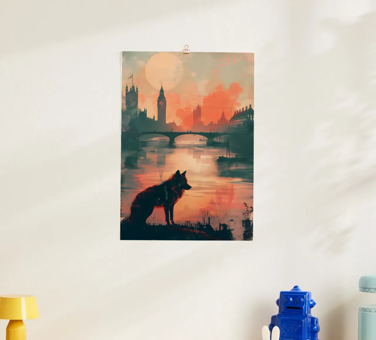 Lupo di Londra arte mistica e fantasy poster con telaio in alluminio da WILD ART