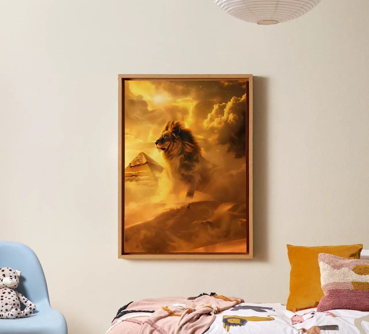 Lion Egypt desert canvas with Floater frame by WILD ART