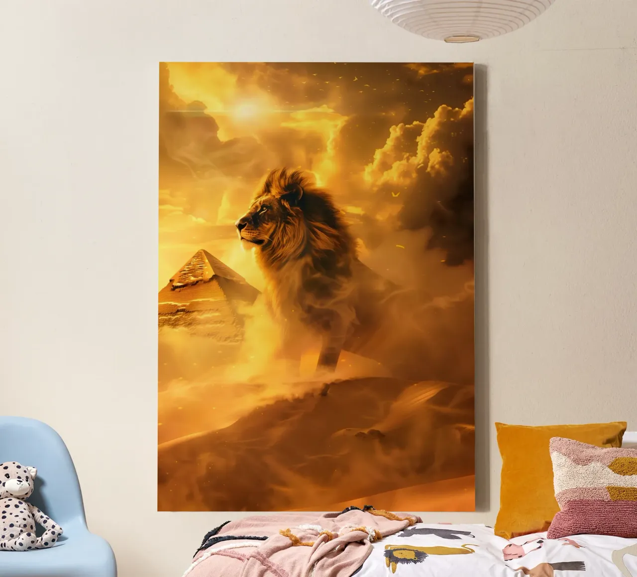 Lion Egypt desert canvas with Floater frame by WILD ART