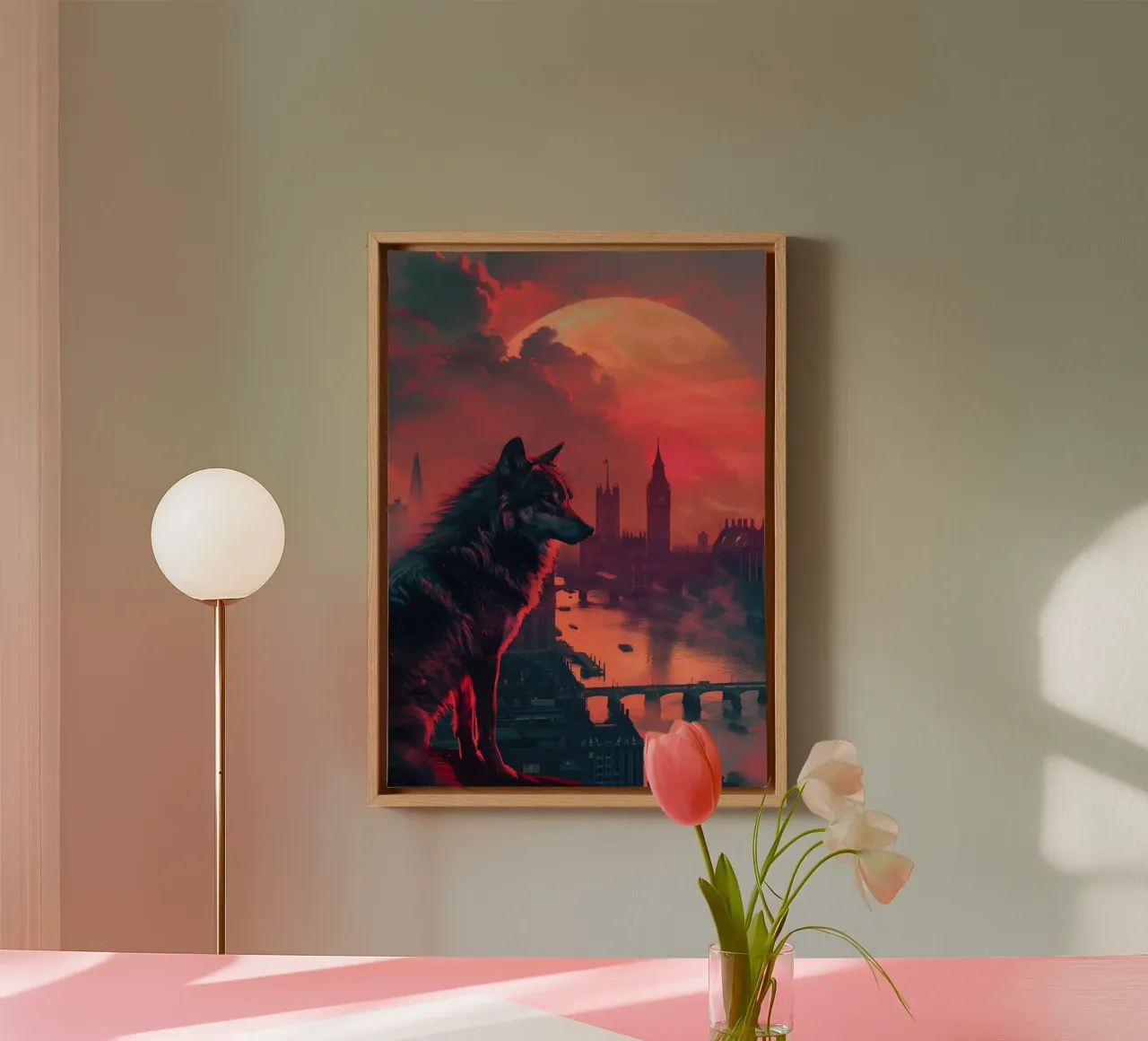 Lupo di Londra arte mistica e fantasy tela con Cornice a cassetta da WILD ART