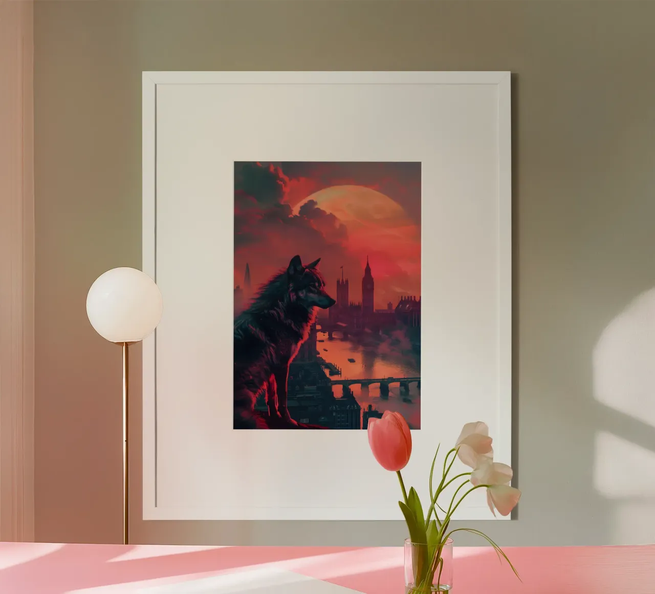 Lupo di Londra arte mistica e fantasy poster con telaio in alluminio da WILD ART