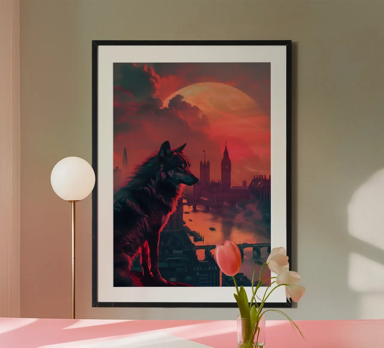 Lupo di Londra arte mistica e fantasy poster con telaio in alluminio da WILD ART