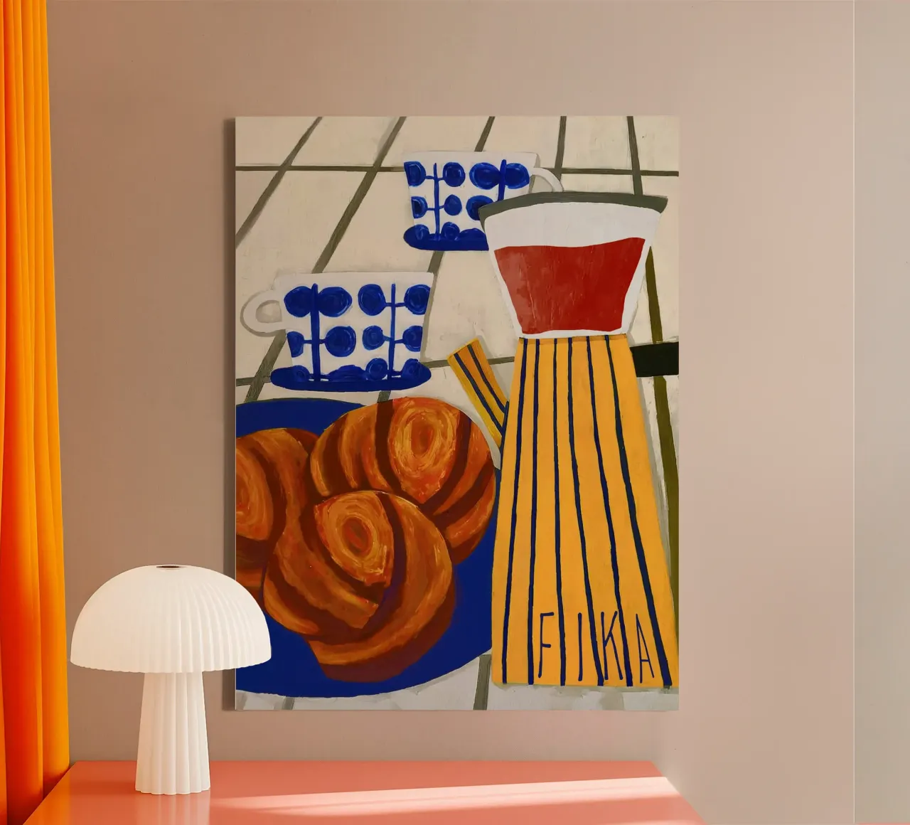 Poster FIKA - pausa caffè scandinava come arte da parete tela con Cornice a cassetta da Studio Sori