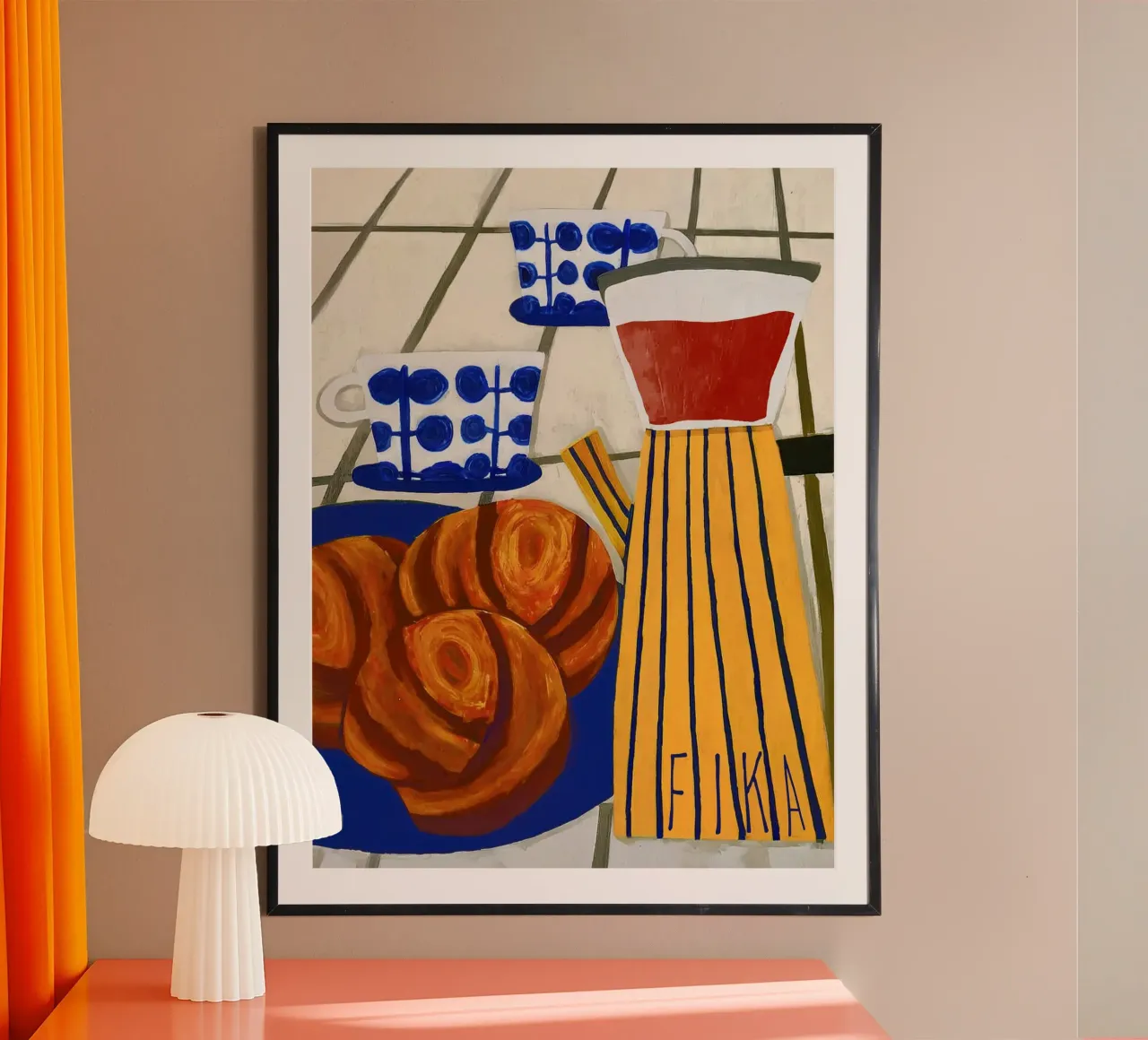 Poster FIKA - pausa caffè scandinava come arte da parete poster con telaio in legno da Studio Sori