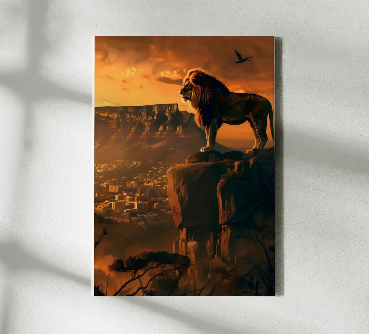 Lion Cape Town mystical fantasy art canvas with Floater frame by WILD ART