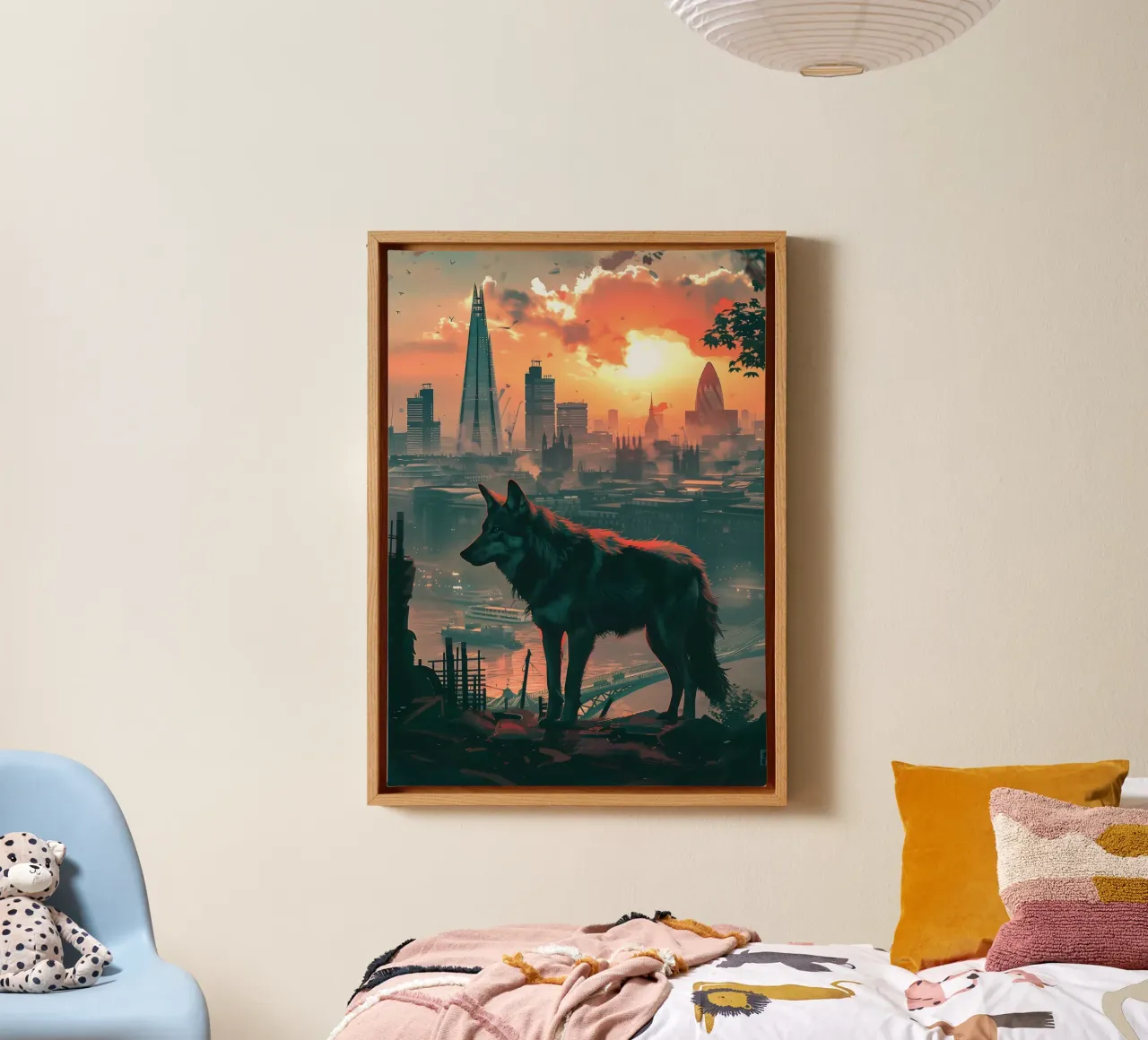 Lupo di Londra arte mistica e fantasy tela con Cornice a cassetta da WILD ART