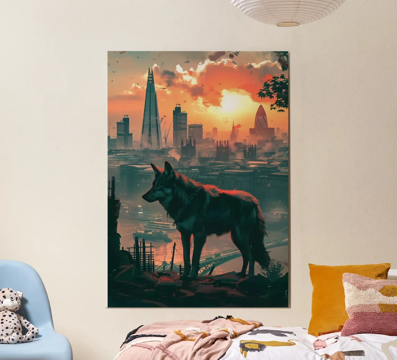 Lupo di Londra arte mistica e fantasy poster con telaio in alluminio da WILD ART