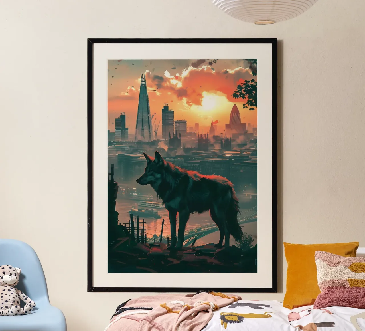Lupo di Londra arte mistica e fantasy poster con telaio in alluminio da WILD ART
