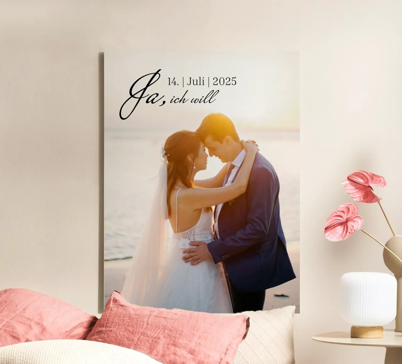 Poster di matrimonio, immagine di matrimonio personalizzata SI, lo voglio tela con Cornice a cassetta da Liebesbeweise