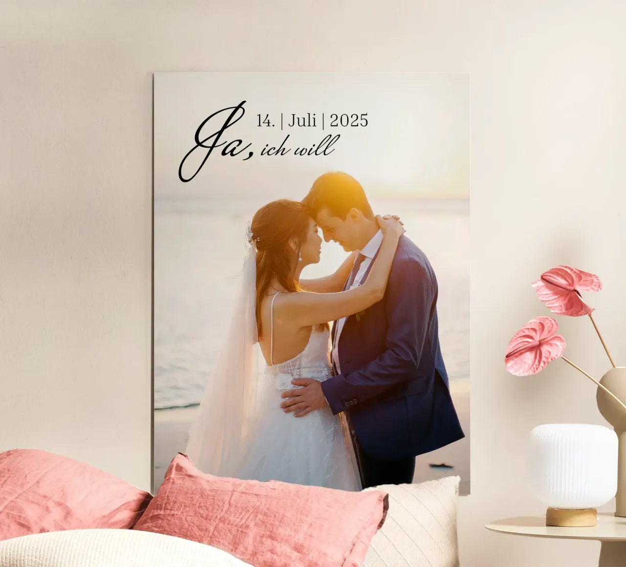 Poster di matrimonio, immagine di matrimonio personalizzata SI, lo voglio poster con telaio in alluminio da Liebesbeweise