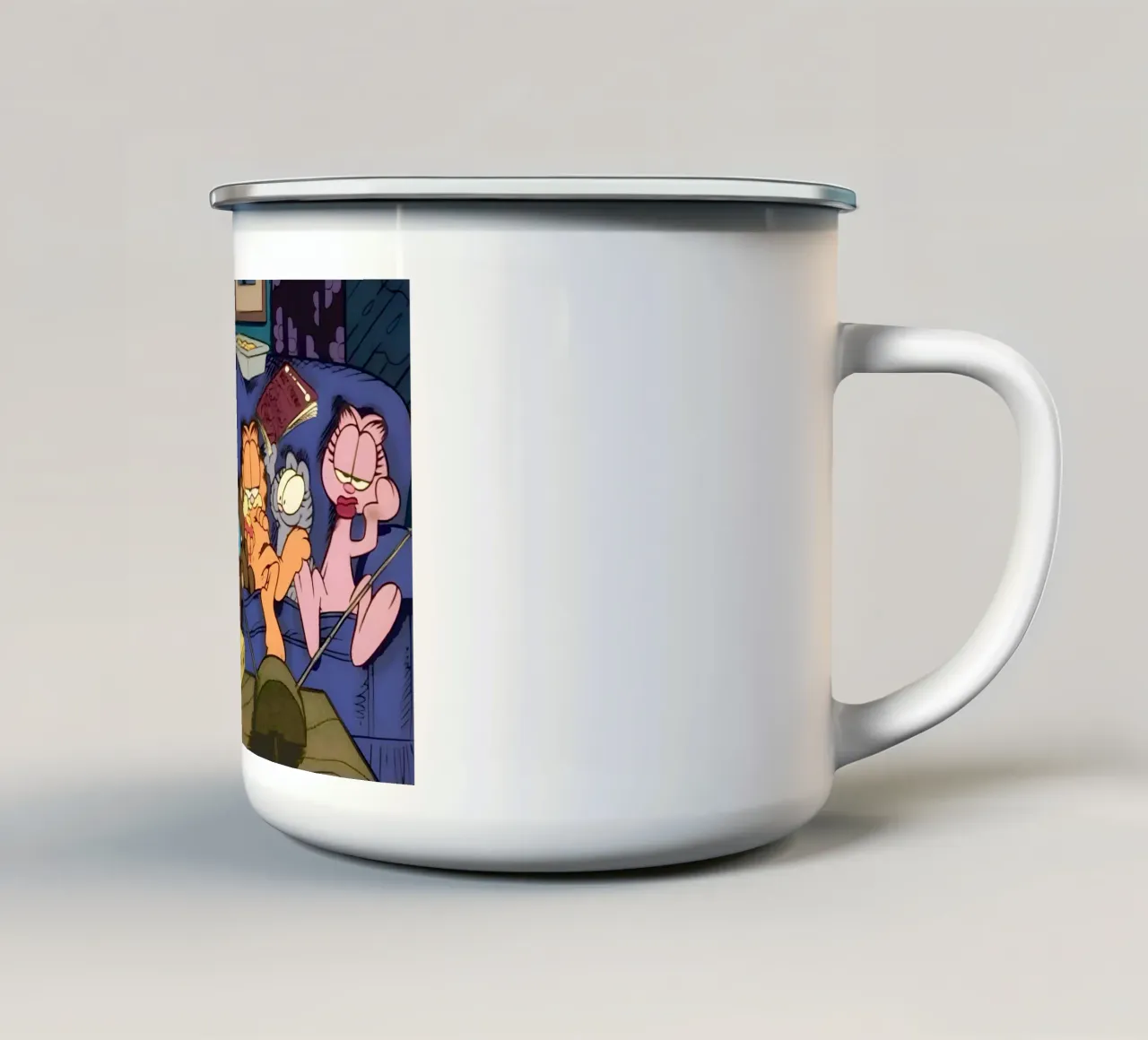 watching TV with Garfield tazza in smalto da Low poly art