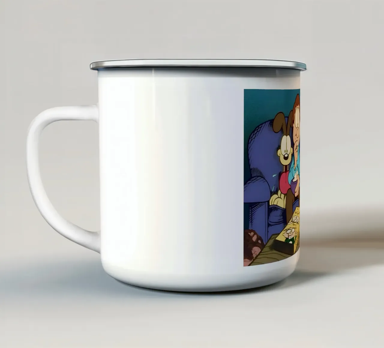 watching TV with Garfield tazza in smalto da Low poly art