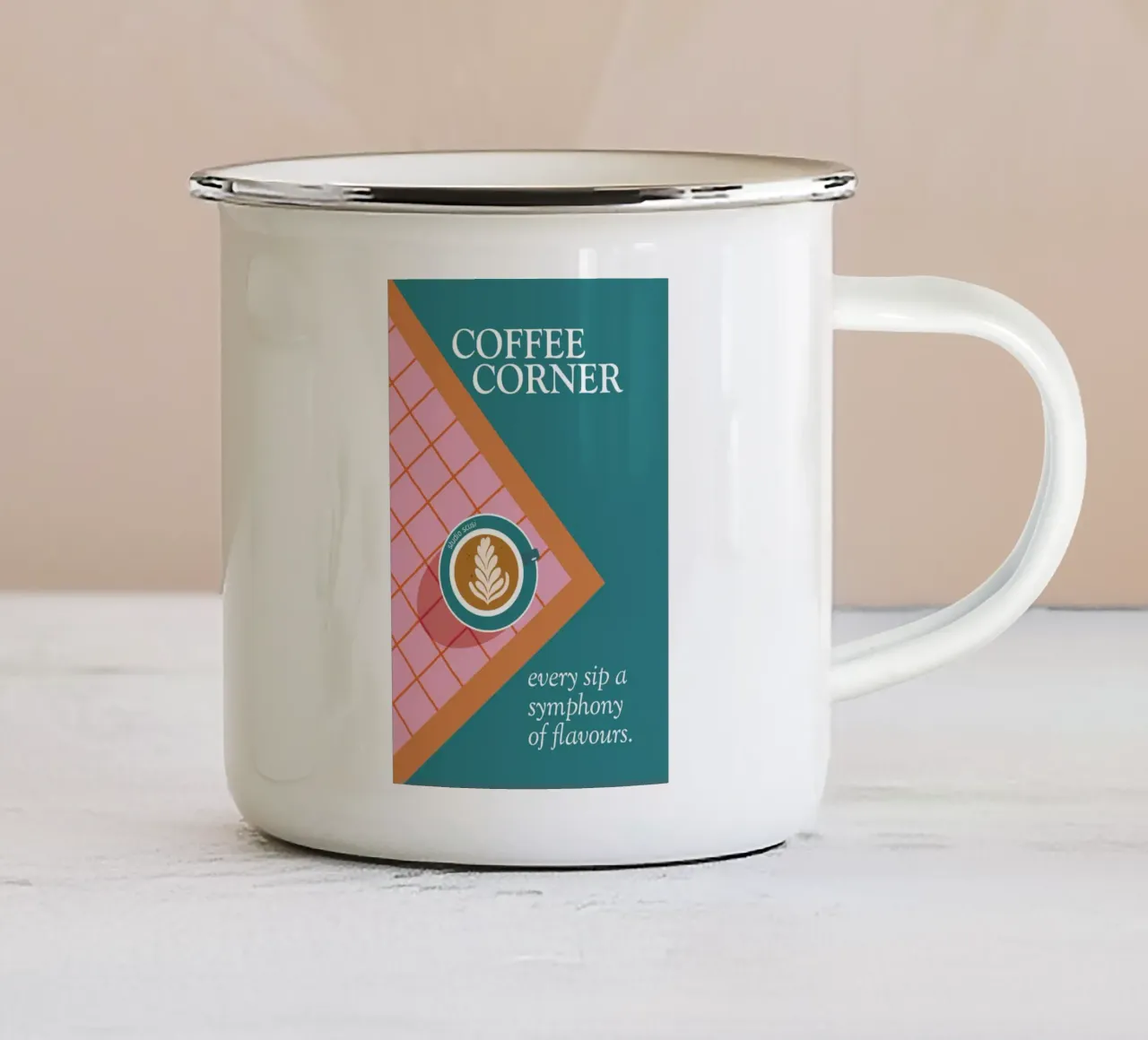 Coffee Corner - Latte Art and Tiles tazza in smalto da studio scusi