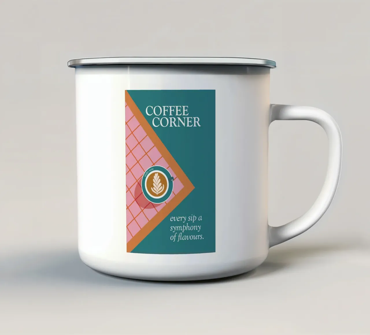 Coffee Corner - Latte Art and Tiles tazza in smalto da studio scusi