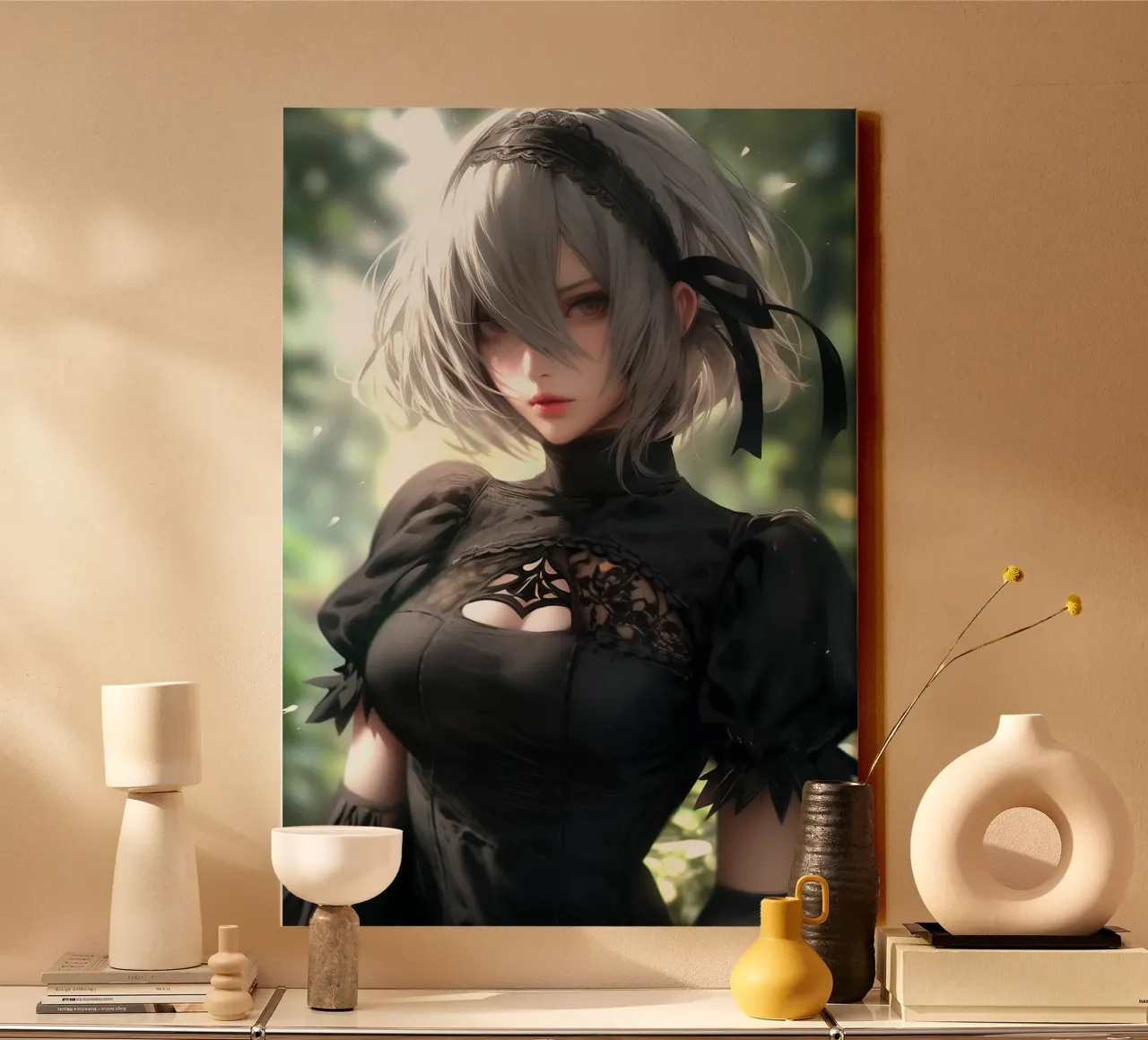 2B Nier Automata canvas met Baklijst van Stellar Creative