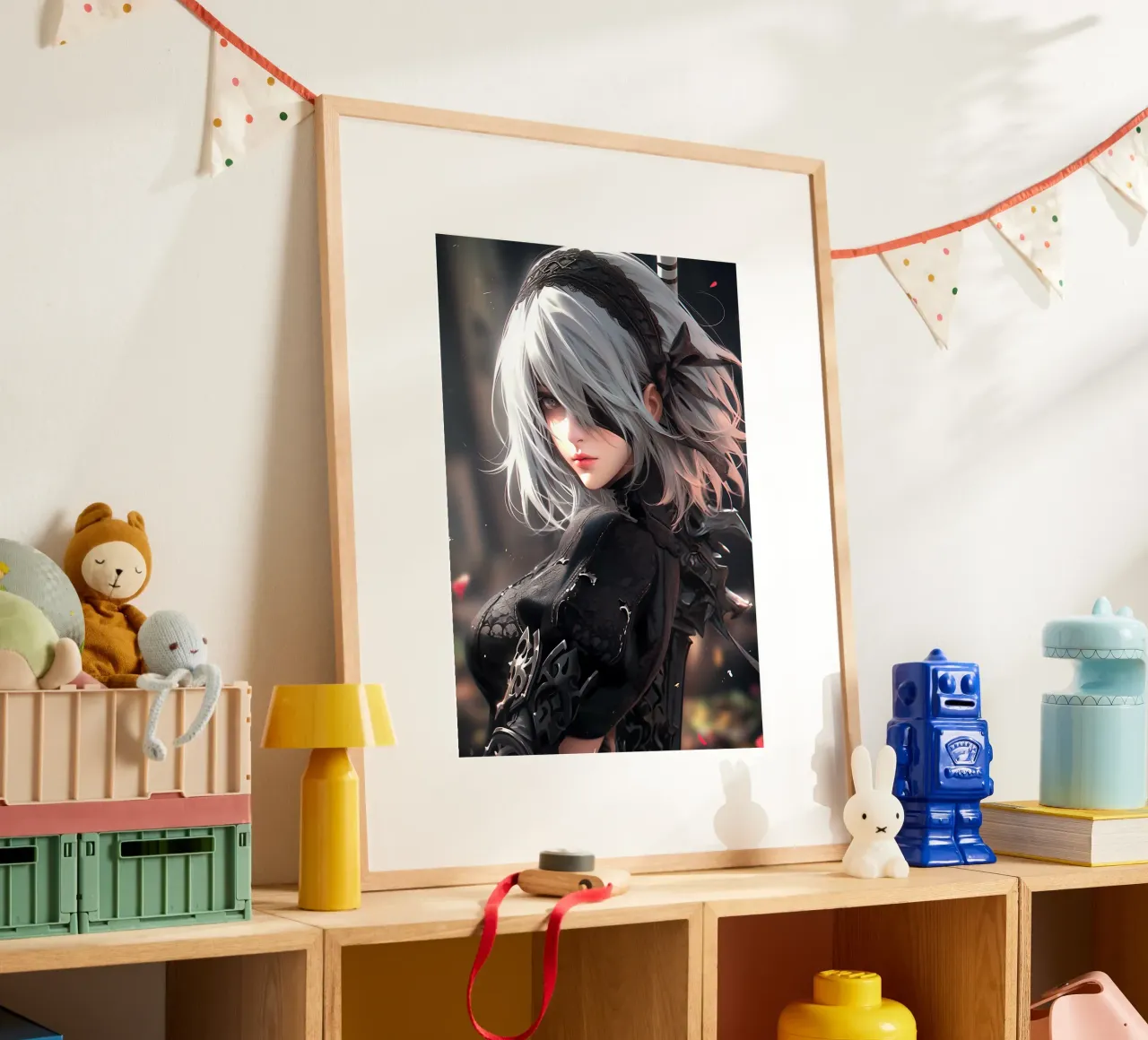 2B Nier Automata poster con telaio in plastica da Stellar Creative